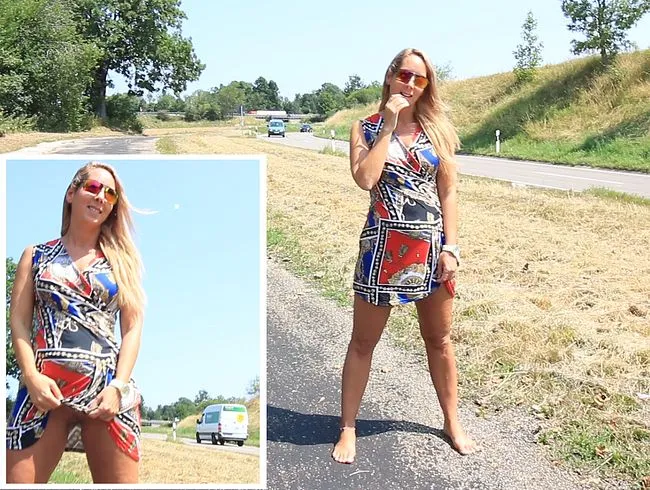 Der XXL Public Piss mitten auf der Bundestrasse