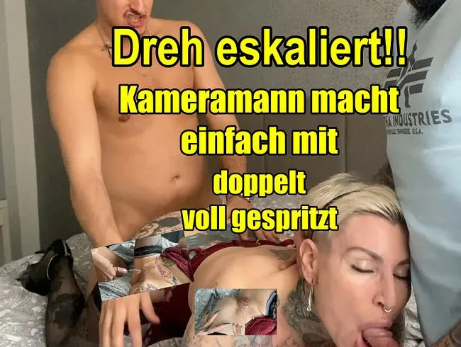 Dreh eskaliert!!Kameramann macht einfach mit.doppelt voll gespritzt