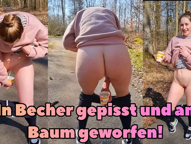 Ich pisse draußen in einen Becher, bis er überläuft und werfe ihn danach an einen Baum!