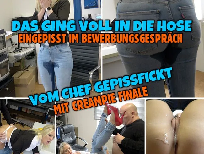 Eingepisst im Bewerbungsgespräch | Büro Fick mit Creampie Finale
