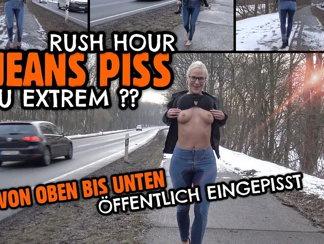 EXTREM PUBLIC JEANS PISS | Öffentlich an der Hauptstraße eingepisst