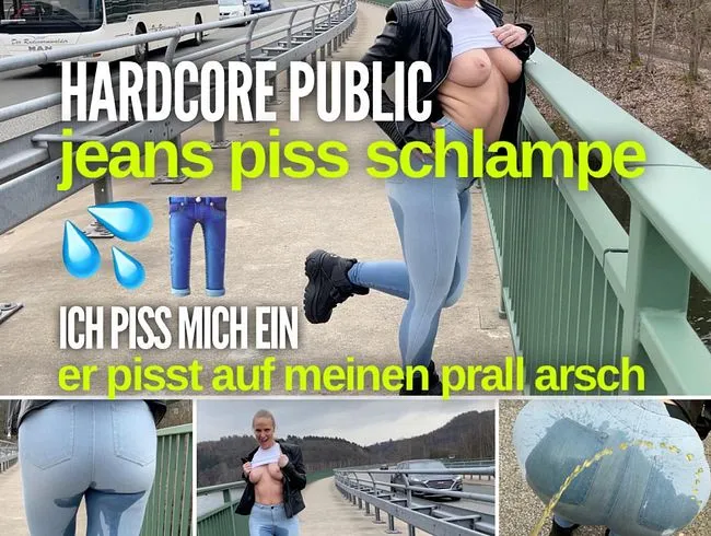 Hardcore Public JEANS PISS | Ich piss mich ein, er pisst auf meinen Prall Arsch