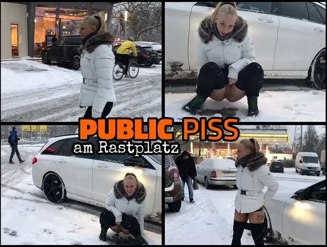 Mega Public PISS - Mitten auf dem Rastplatz abgepisst