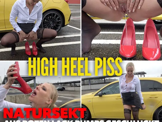 PISS Abfüllung in Heels | Natursekt aus roten Lack Pumps geschluckt