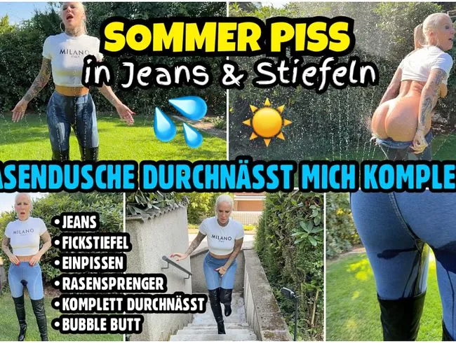 Sommer Piss in Jeans und Stiefeln | Komplett durchnässt