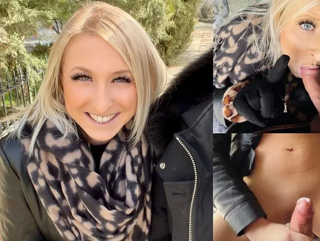 In Nachbars offene Garage gezerrt- erst geblasen, dann blank riskant durchgefickt